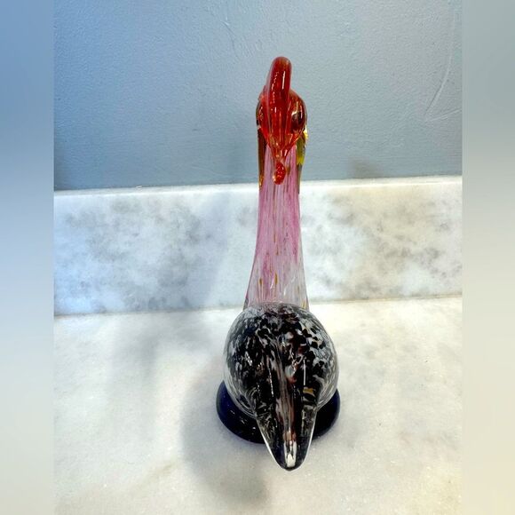 Italian Murano Style Blown Glass Pelican Paperweight With Fish In Bill - Picture 11 of 14